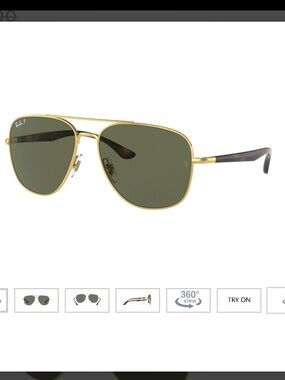 Ray-Ban Gold Frame Sunglasses with Black Lenses